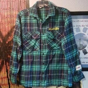 PLAYBOY Green and Blue Plaid Shirt